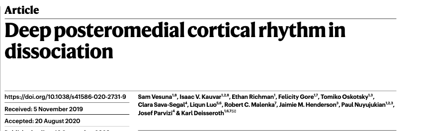 Deep posteromedial cortical rhythm in dissociation (2020)